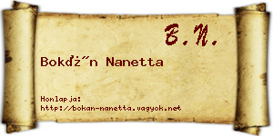Bokán Nanetta névjegykártya